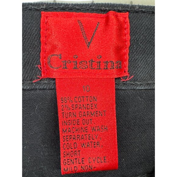 V Christina Womens Jeans Sz 10 Black Embroidered Floral Red Roses Boho FairyCore - Picture 4 of 10